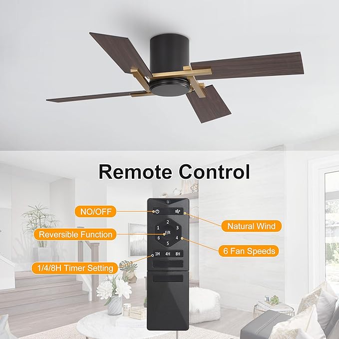 WINGBO 48 Inch Flush Mount Ceiling Fan without Light - Image 7