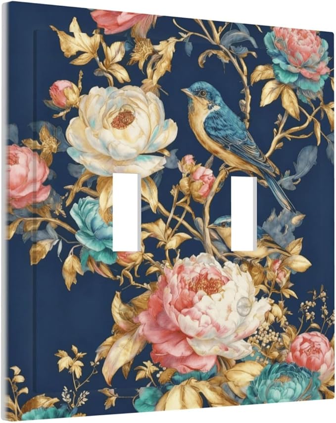 Bvtewkhz Floral Birds Morris 2 Gang Double Toggle Decorative Outlet Covers - Image 2