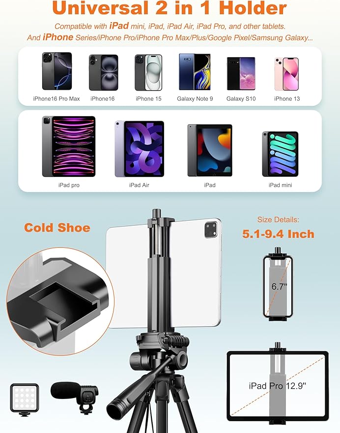 JOILCAN Phone Tripod Stand, Travel Aluminum Tripod - Image 6