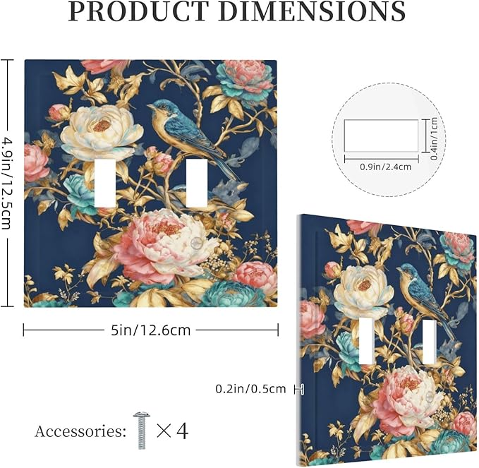 Bvtewkhz Floral Birds Morris 2 Gang Double Toggle Decorative Outlet Covers - Image 5