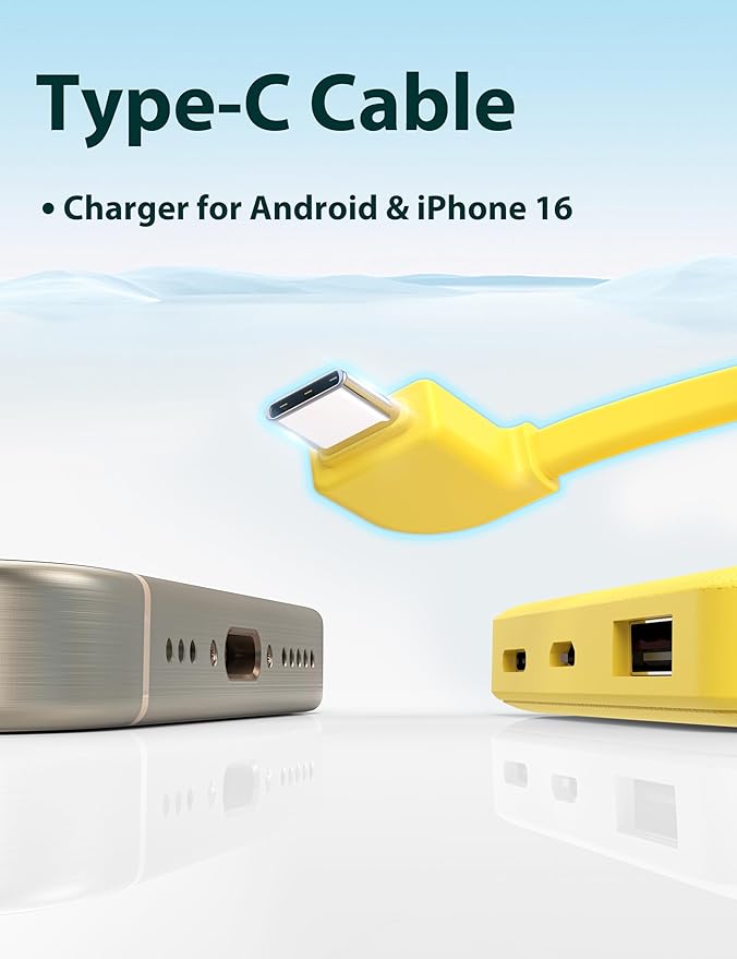 miisso 6000mah Ultra Slim Built in Cables Power Bank, Card Size Built in USB C - Image 6