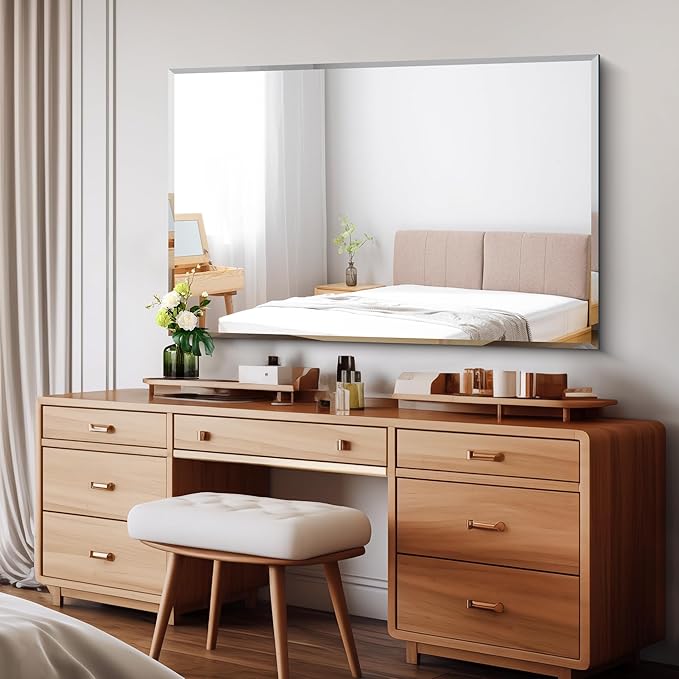 CILIBER Beveled Bathroom Mirror, 30x48 Large Frameless Mirrors - Image 2