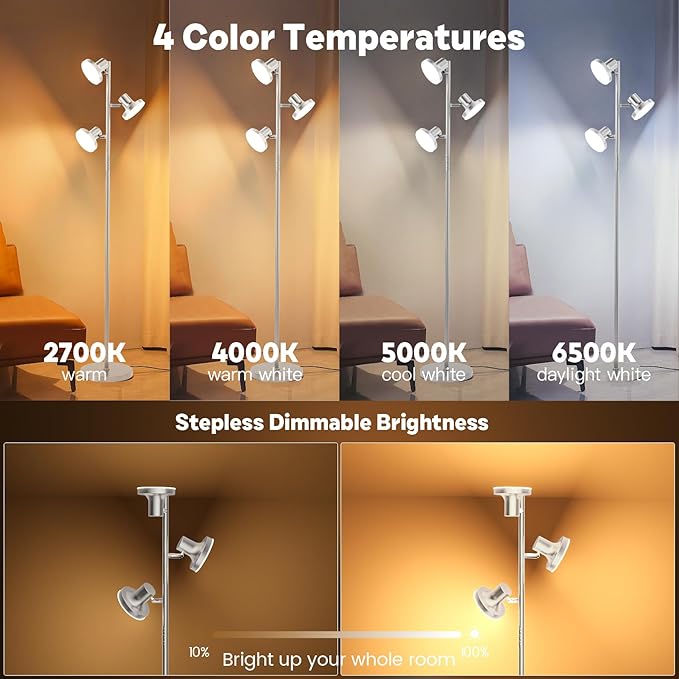SIBRILLE 36W LED Tree Floor Lamp, Modern Dimmable Standing Lamp - Image 4