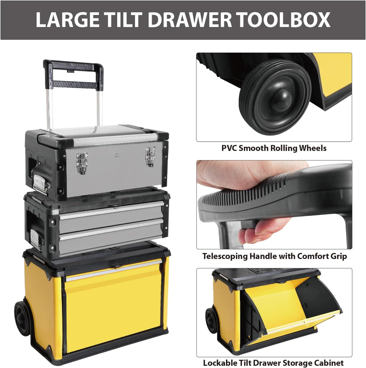 big red stackable portable metal tool box organizer showing dimensions