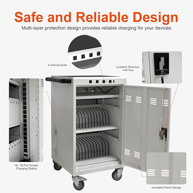 Aokleo Laptop Charging Cart, 35 Devices Tablet Storage Carts - Image 5