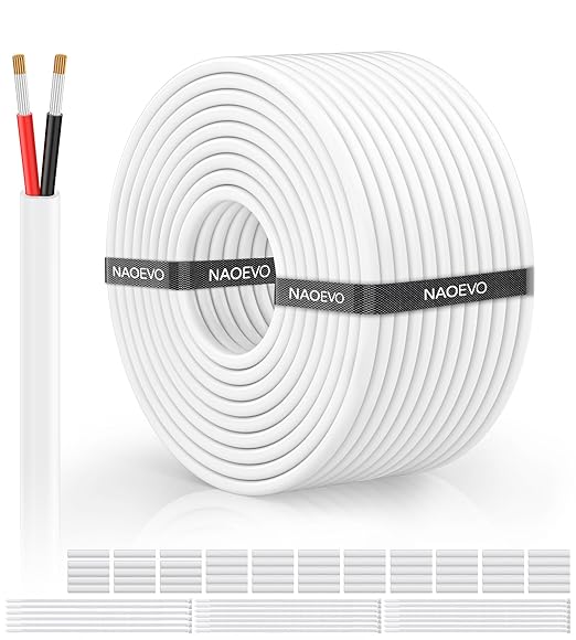 NAOVEO 16 Gauge Wire 2 Conductor Electrical Wire, 16 AWG Stranded PVC Tinned by NAOEVO