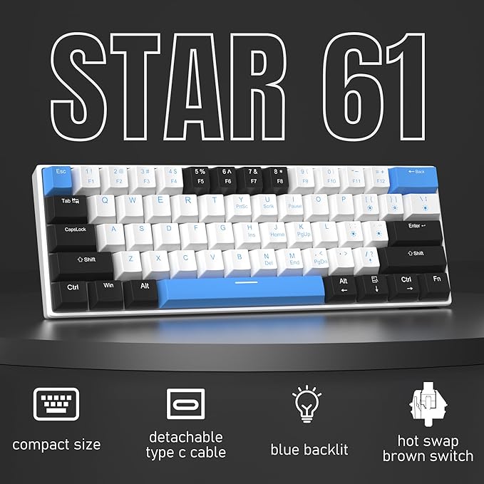 Camiysn 60% Mechanical Gaming Keyboard, Mixed Color Keycaps Gaming Keyboard - Image 2