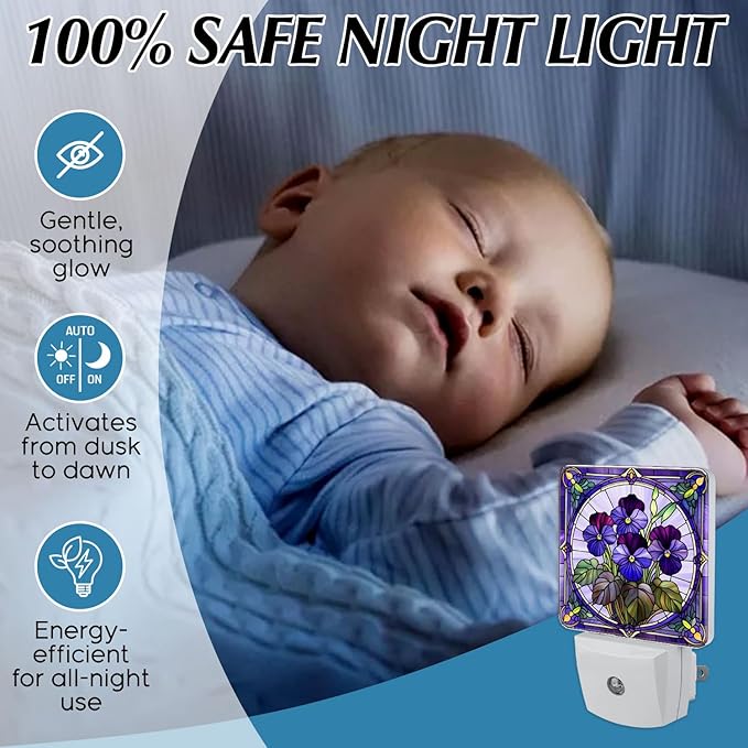 PODMemory Violet Stained Glass Night Lights Plug into Wall - Image 5