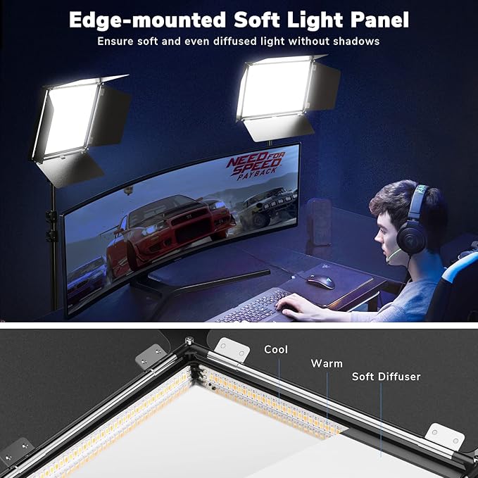 D50 Photography Lighting with Barn Door, 45W 3000K-8000K Dimmable Bi-Color - Image 4