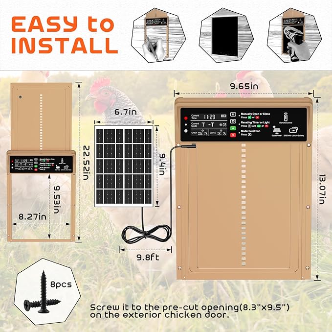 Asfrost Automatic Chicken Coop Door Solar Powered Automatic Chicken Door - Image 7