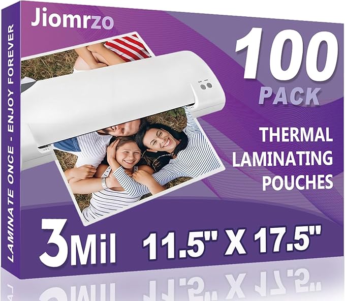 Jiomrzo Laminating Sheets, 100 Pack Laminating Pouches Holds 11 x 17 Inch Sheets by Unknown