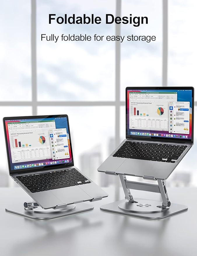 MCHOSE Laptop Stand with 360° Rotating Base, Foldable Adjustable Computer Holder - Image 4