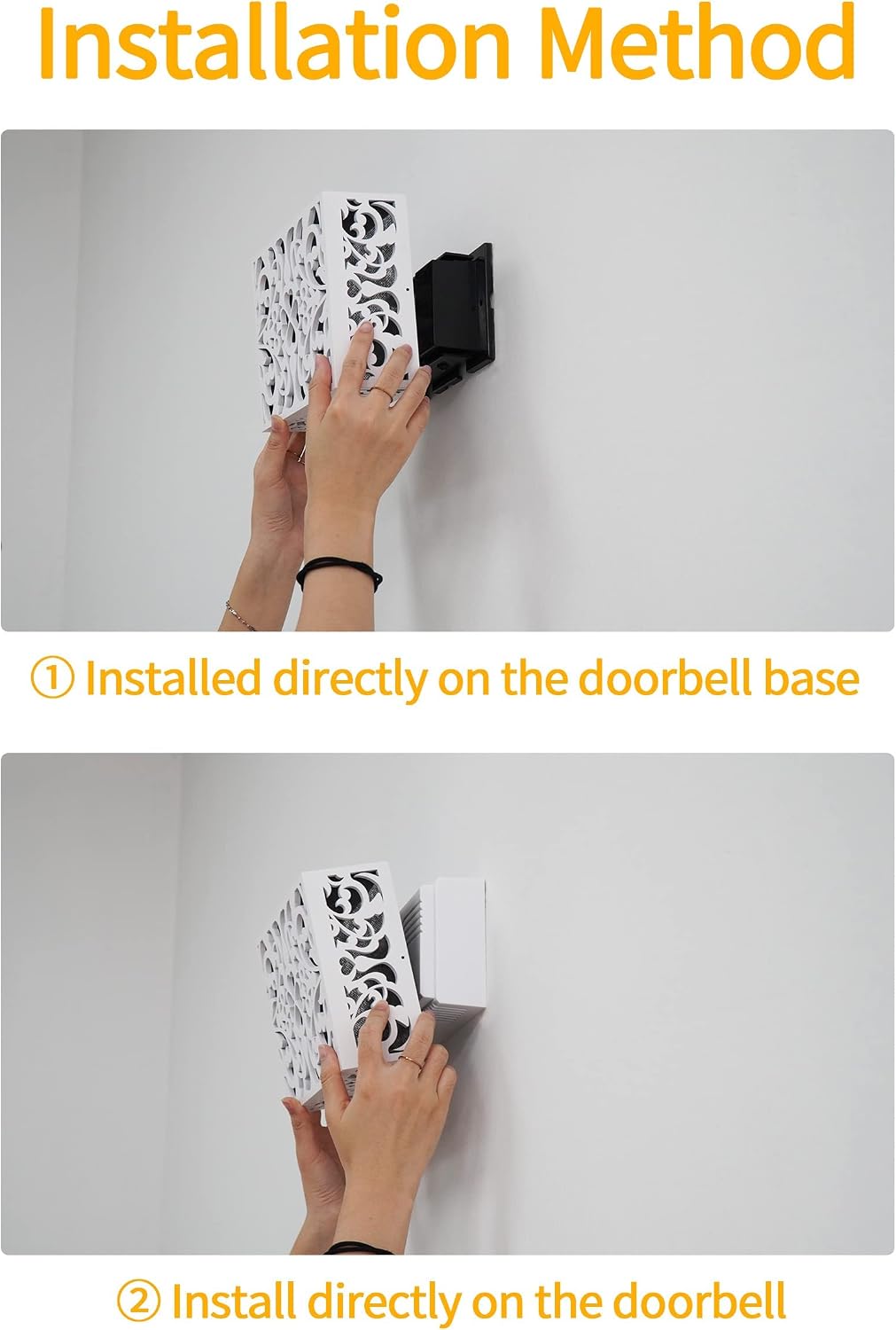 ORYX Doorbell Chime Cover Box Only, White Door Bell Covers for Wall, Wood Piano Paint Design for Decorative, Standard Size 7.63x5.94 | Wood Piano Paint Design for Decorative