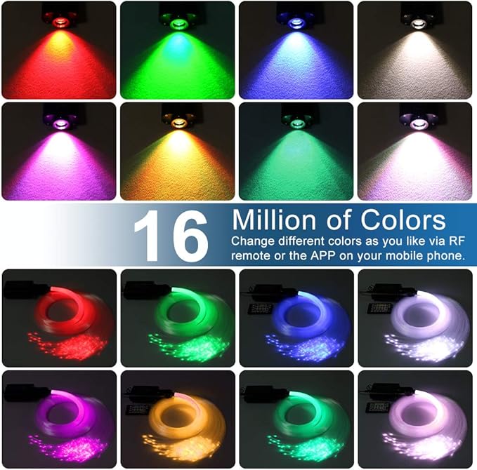 AZIMOM 16W Car Use Sound Activated Fiber Optic Light Box Engine Music Sensor - Image 3