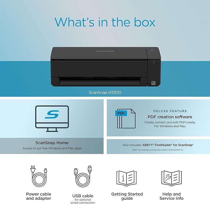 ScanSnap iX1300 Deluxe Compact Wireless or USB Double-Sided Color Document - Image 6