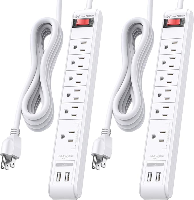 Cable Matters 2-Pack 6-Outlet Surge Protector Power Strip - 12ft by CableMatters