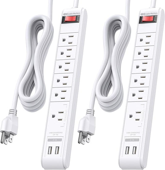 Cable Matters 2-Pack 6-Outlet Surge Protector Power Strip - 12ft by CableMatters