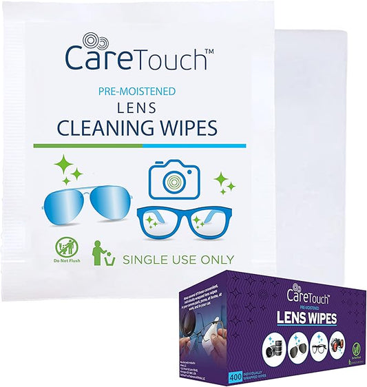 Care Touch Lens Wipes for Eyeglasses- 400 Count Individually Wrapped Pre- by CareTouch
