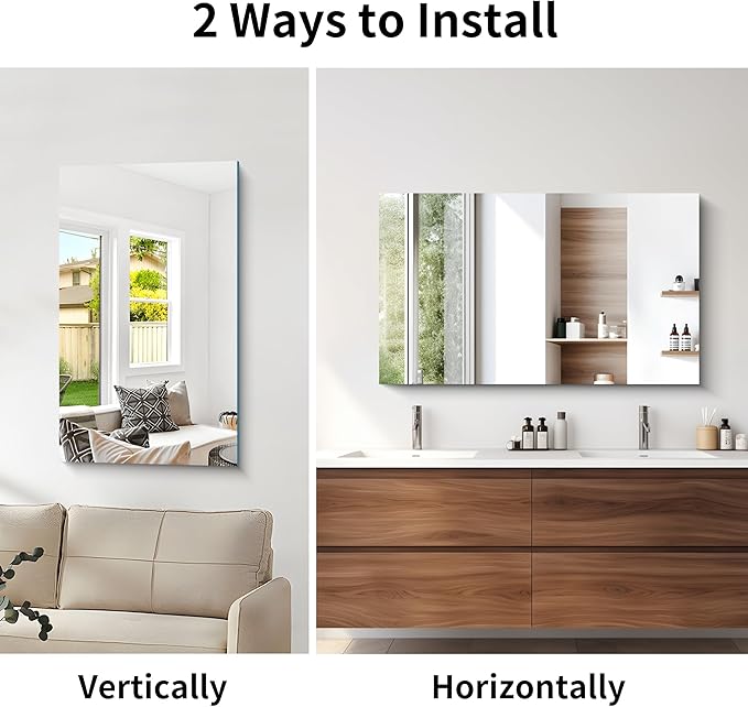 CILIBER Frameless Mirror, 24x40 Inch Rectangle Bathroom Mirrors - Image 8