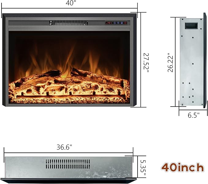 Electric Fireplace, Recessed Fireplace Heater - Image 6