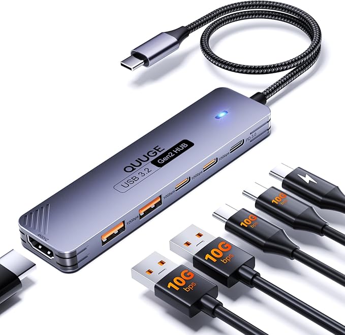 QUUGE USB C Hub 10Gbps, 6-in-1 Aluminum Multiport Adapter by QUUGE