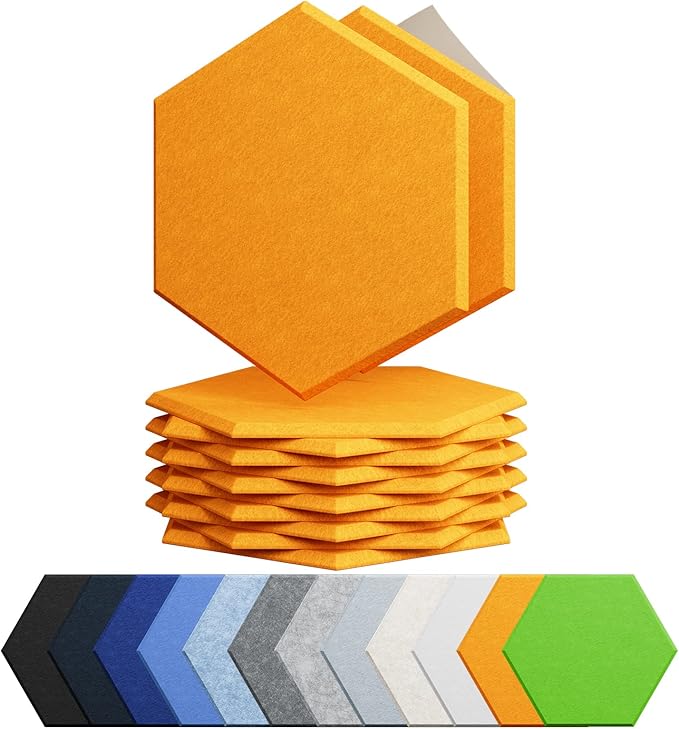 Amantech 12 Pack Acoustic Panels Self Adhesive Sound Proof Foam, High Density by Amantech