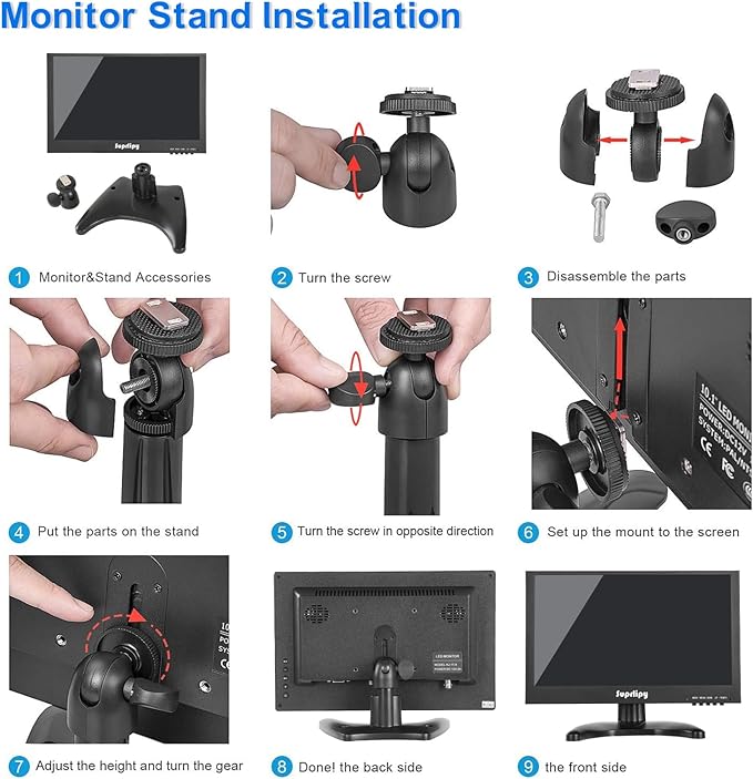 Suprlipy 12 Inch Mini Small HDMI Monitor 1920x1080 16:9 IPS Metal Housing LCD - Image 9