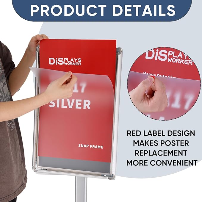 DISPLAYSWORKER Adjustable Heavy Duty Pedestal Sign holder floor Stand, sign - Image 2