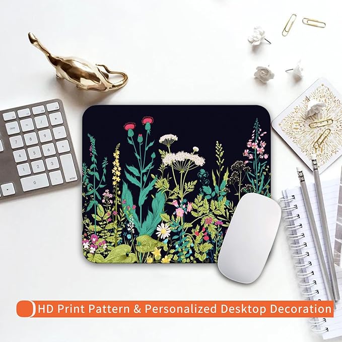 Armanza Square Mouse Pad Midnight Flowers, Personalized Premium-Textured Custom - Image 6