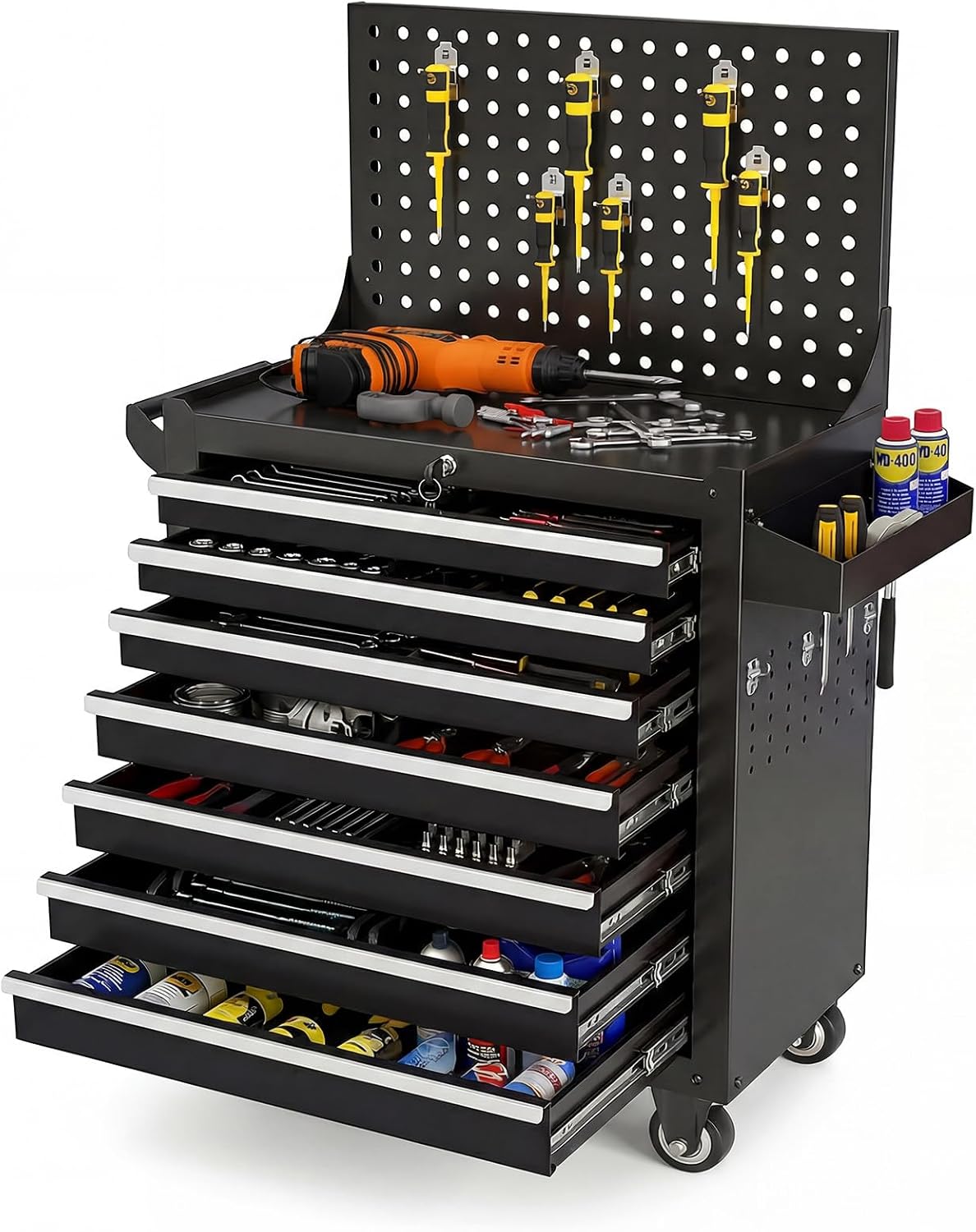 rolling tool chest with wheels, 7 drawers metal, main product view