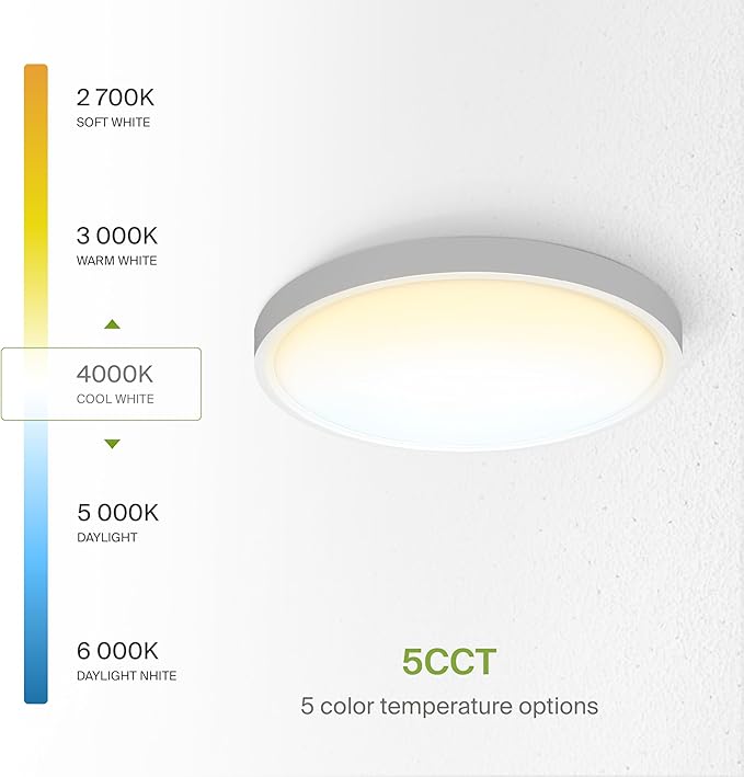 ASD LED 12" Round Flush Mount Ceiling Light Fixture, Low Profile Surface - Image 4