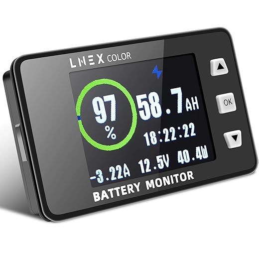 LNEX 500A Shunt Battery Monitor, 2.4" Color Screen RV Monitor by LNEX