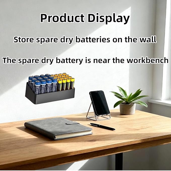 RUDDLIN Battery Storage Organizer Battery Storage Box Black Fits 16 AAA & 12 AA - Image 4