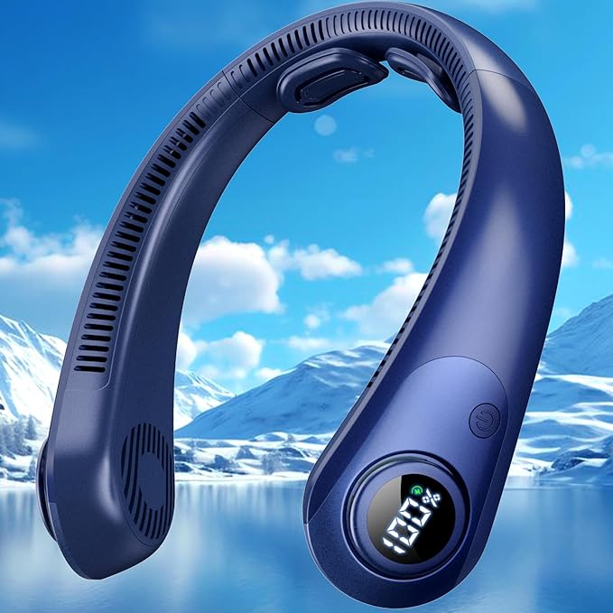 Portable Neck Fan that Blow Cold Air, LED Display, Rechargeable Hands-Free by CRISLEX