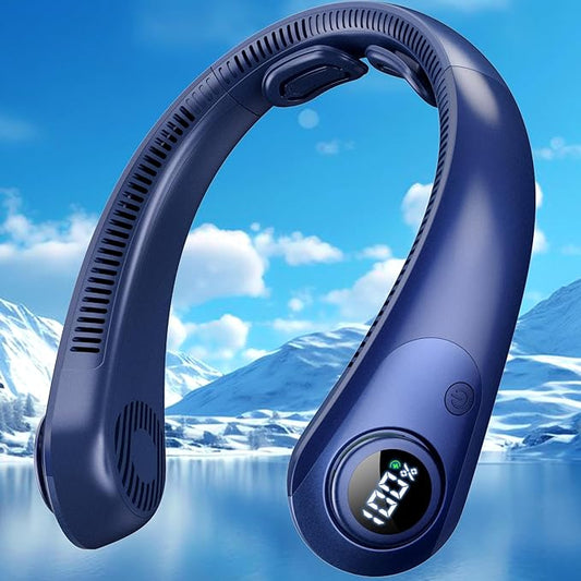 Portable Neck Fan that Blow Cold Air, LED Display, Rechargeable Hands-Free by CRISLEX