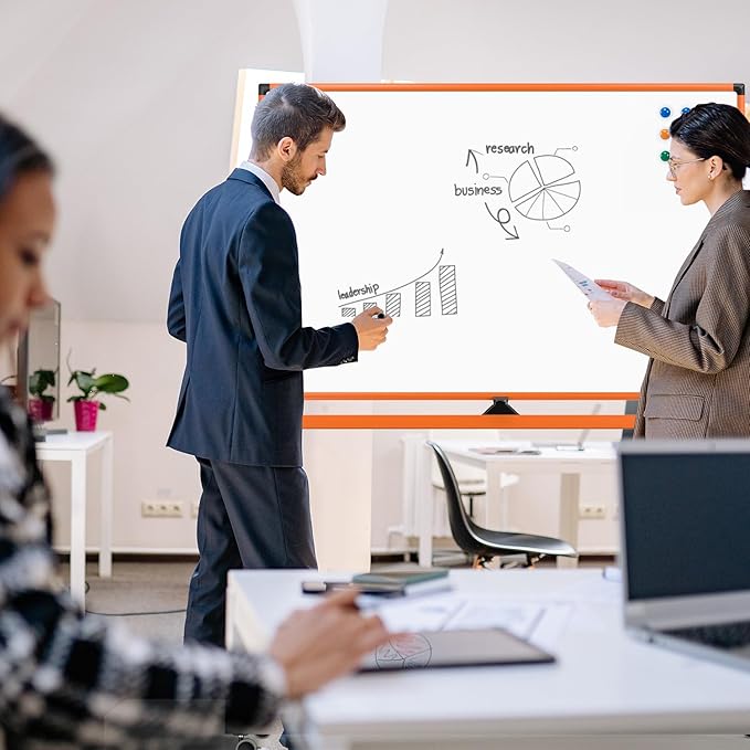 Whiteboard on Wheels, 48x32 Inches Mobile Whiteboard, Rolling Dry Erase Board - Image 8