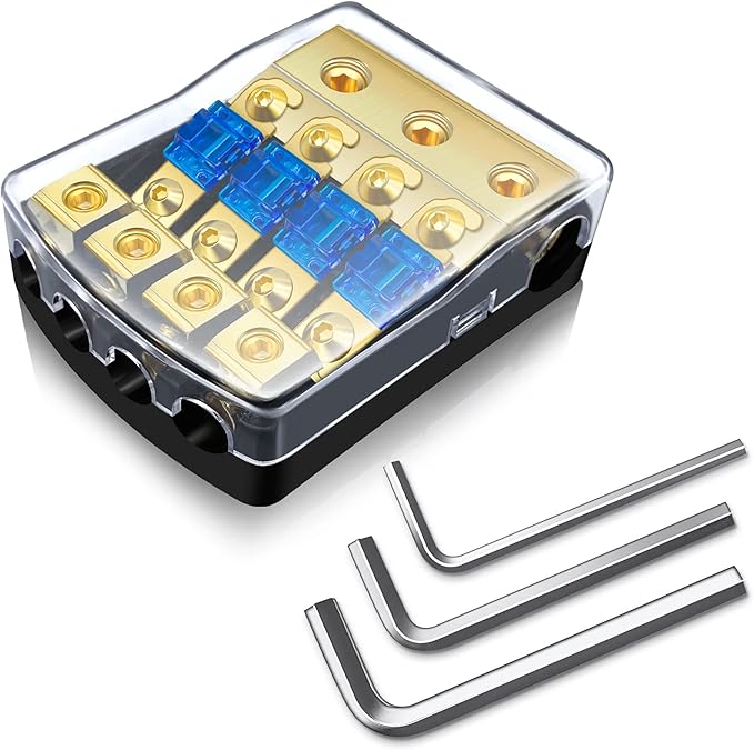 BULVACK 4 Way Mini ANL Fuse Holder, Copper 0/2/4 Gauge to 4/6/8 Gauge 60 Amp by BULVACK
