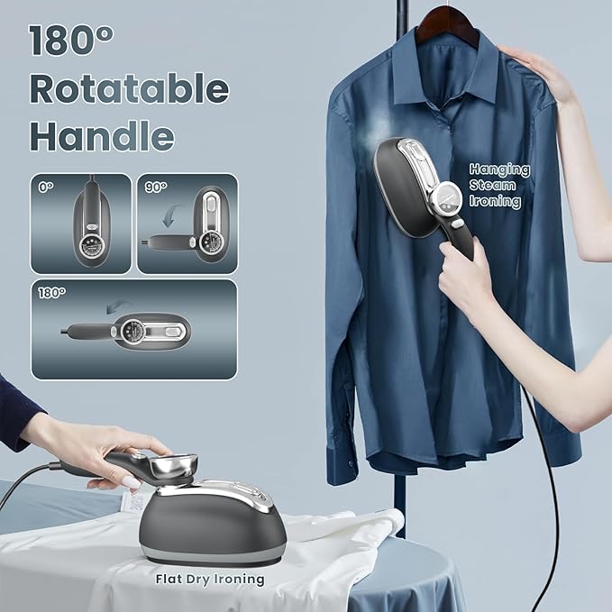 Killrose Steamer for Clothes, 2 in 1 Clothes Steamer Handheld, 1200W Steam Iron - Image 6