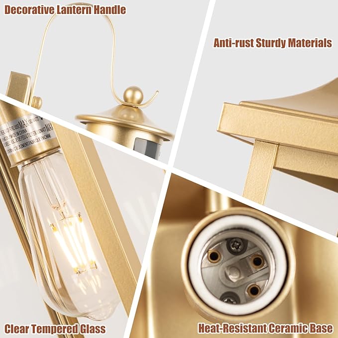 Roravilila 2-Pack Gold Dusk to Dawn Motion Sensor Lights 18 Inch, Large Outdoor - Image 7