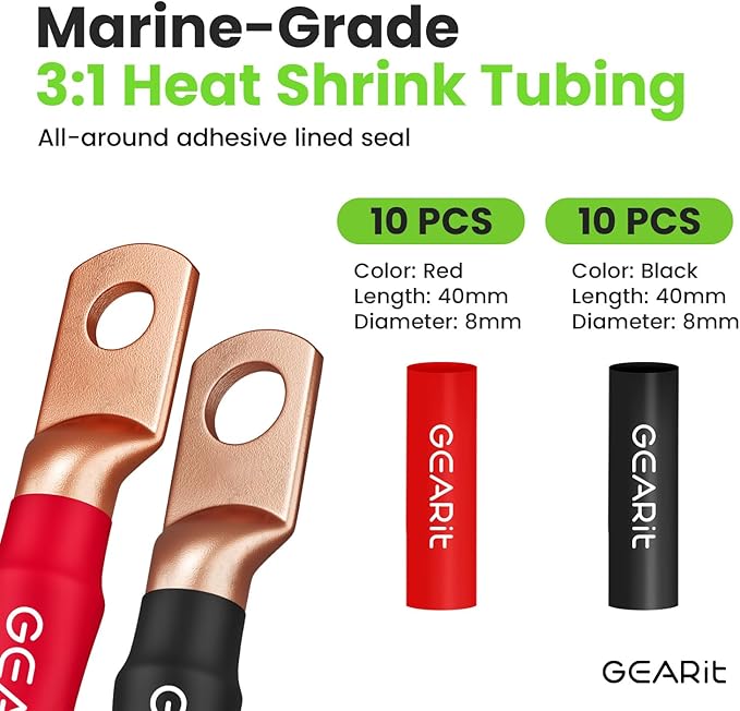 GEARit 8 Gauge Ground Wire Kit, All-in-One Kit: Crimping Tool, 15 Lugs - Image 5