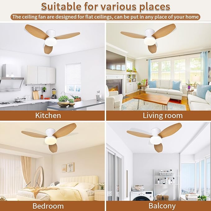 Glowall Small Ceiling Fan with Lights and Remote, 32 Inch Flush Mount, Small - Image 7