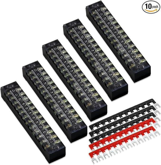 MILAPEAK 10pcs 12 Positions Dual Row 600V 15A Screw Terminal Strip Blocks by MILAPEAK