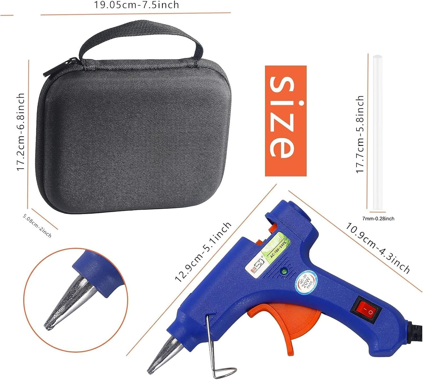 Glue Gun and Sticks Set, Hot Melt Glue Gun Mini for Crafts with 20 Pcs Glue Sticks, Small Hot Glue Guns with Hardshell Carrying Case for School DIY Arts, Craft
