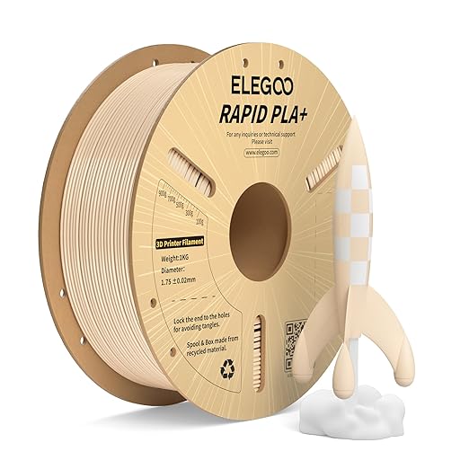 ELEGOO Rapid PLA Plus Filament 1.75mm Beige 1KG, PLA+ 3D Printer Filament by ELEGOO