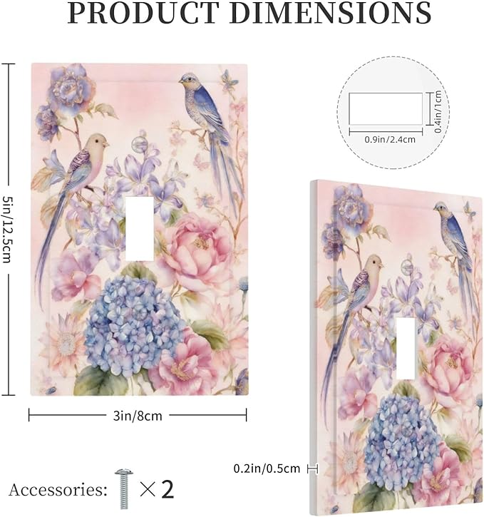 Bvtewkhz Floral Birds Morris 1 Gang Single Toggle Decorative Outlet Covers - Image 5