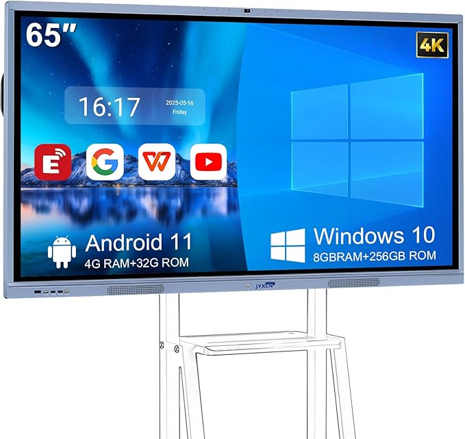 JYXCN 65" 4K Smart Board Interactive Digital Whiteboard, Android 11 & Windows by SmarterWorkEasierLife
