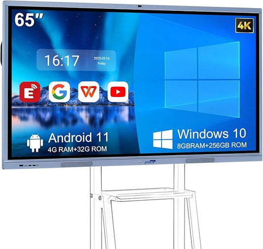 JYXCN 65" 4K Smart Board Interactive Digital Whiteboard, Android 11 & Windows by SmarterWorkEasierLife