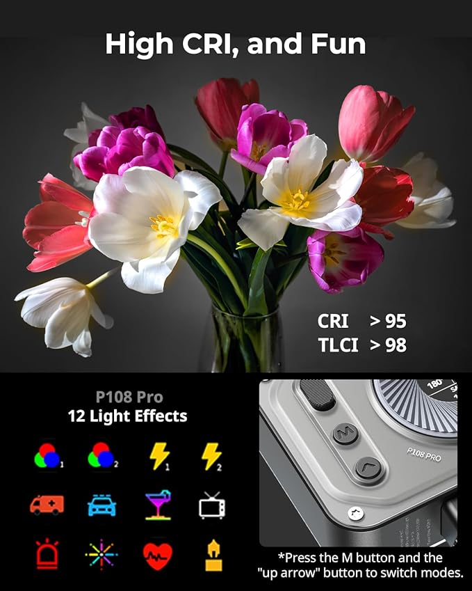 SMALLRIG Vibe P108 Pro RGB Video Light, Portable Led Camera Light - Image 5