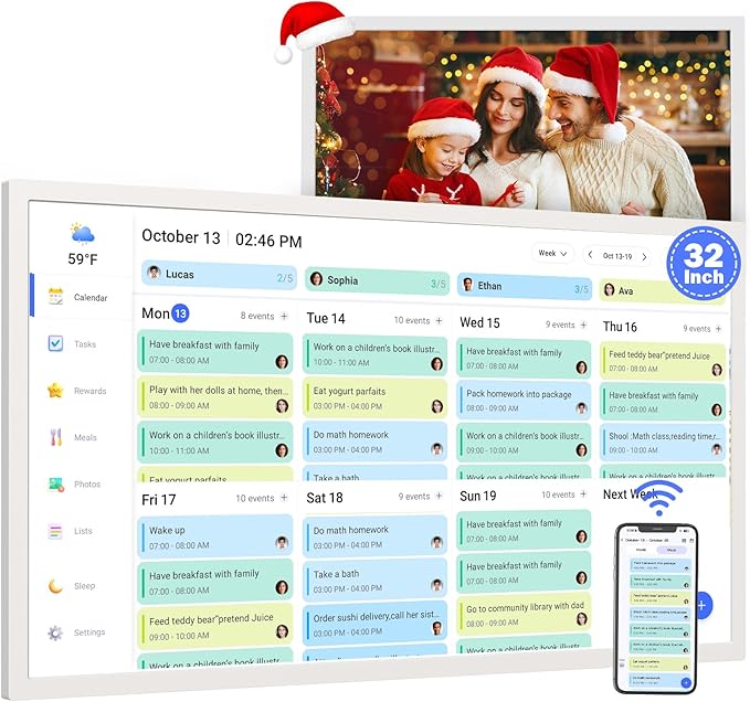 32" Digital Calendar Chore-Chart for-Wall-Planner by FULLJA
