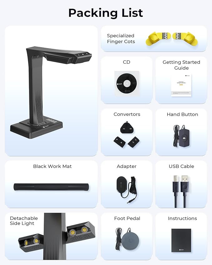 CZUR ET MAX Book Scanner, 38MP High-Resolution Overhead Document Scanner - Image 8